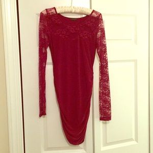 Lace long sleeve mini dress